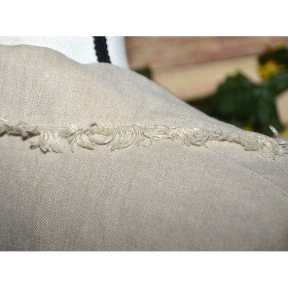 Vintage LAFAYETTE 148 100% Linen Open Front Jacket Size L Raw Trim Neutral Khaki - Picture 11 of 14